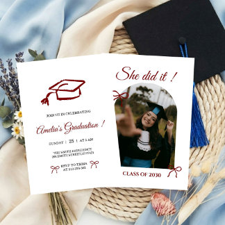  Hand drawn Bow graduation party invitation Einladung