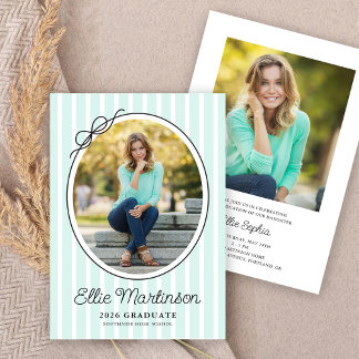 Hand Drawn Bow Photo Graduation Party Invitation Einladung