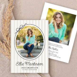 Hand Drawn Bow Photo Graduation Party Invitation Einladung