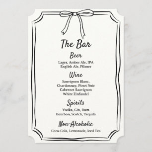 Hand Drawn Bow Scribble Moderne Classic Wedding Ba Menükarte