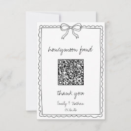 Hand Drawn Bow Wedeymoon Fund QR Code Card
