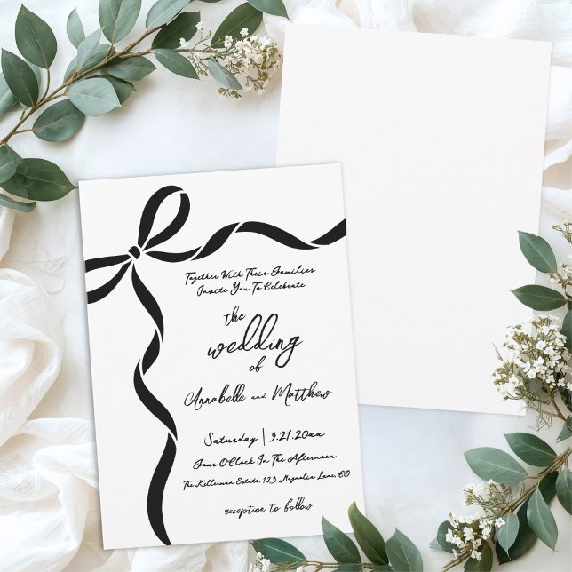 Hand Drawn Bow Whimsical Wedding Einladung (Hand Drawn Bow Whimsical Wedding Invitation)