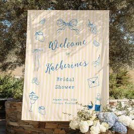 Hand Drawn Bridal Shower Backdrop Tapestry Wandteppich