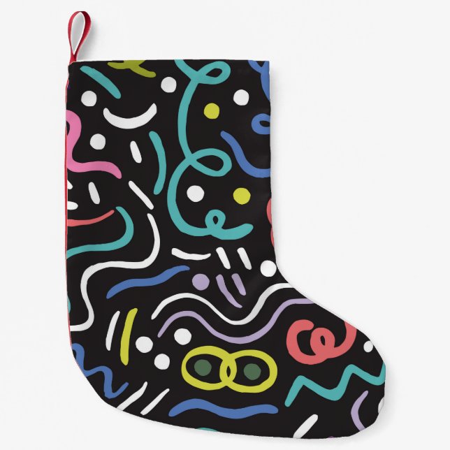 Hand drawn brush. Abstract pattern, zigzags, lines Kleiner Weihnachtsstrumpf (Vorderseite)