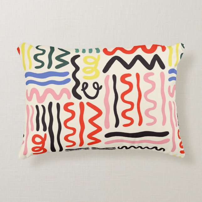Hand drawn brush pattern, zigzags, lines and curve dekokissen (Vorderseite)