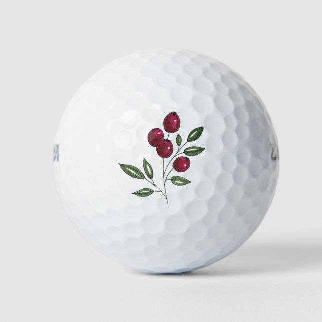 Hand Drawn Burgundy Red Berries Golfball (Vorderseite)