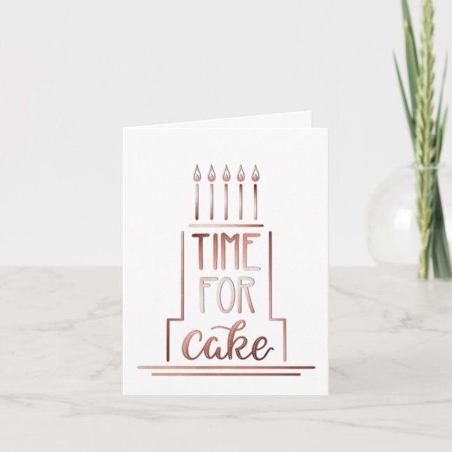 Hand Drawn Cake Happy Birthday Rose Gold Karte (Vorderseite)