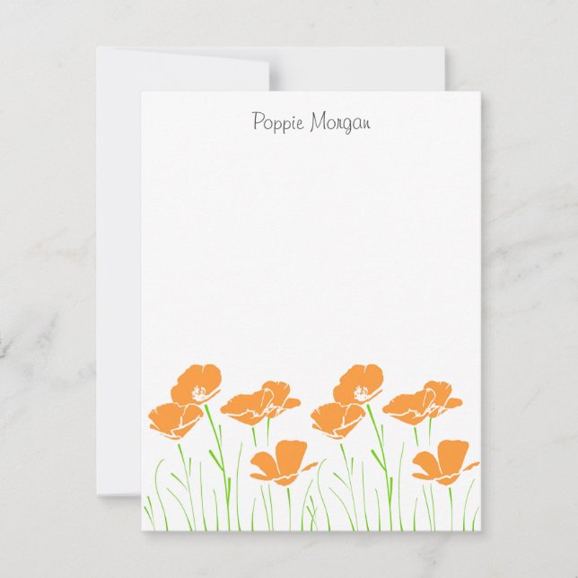 Hand Drawn California Poppies Mitteilungskarte (Vorderseite)