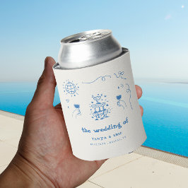 Hand Drawn Champagne Französische Disco-Gastgesche Dosenkühler