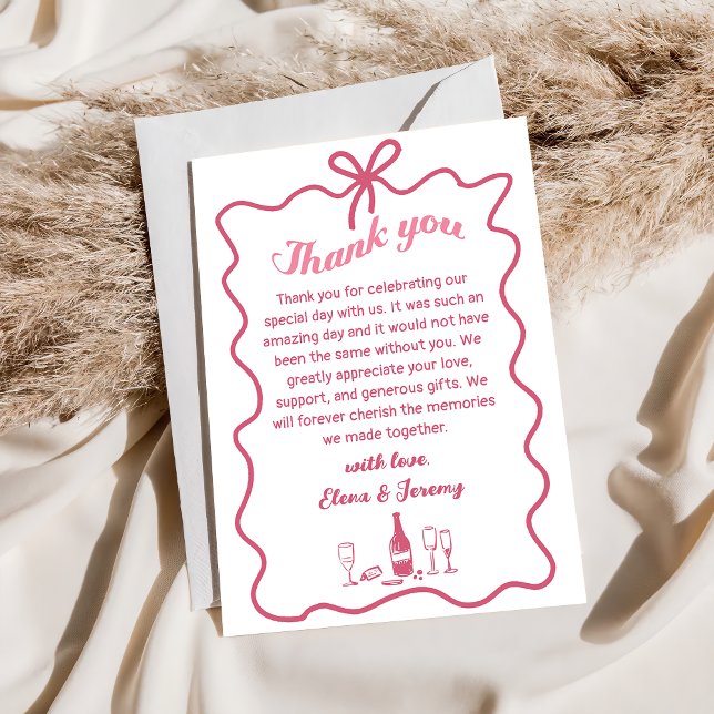 Hand Drawn Champagne Wedding Danke Karte (Von Creator hochgeladen)