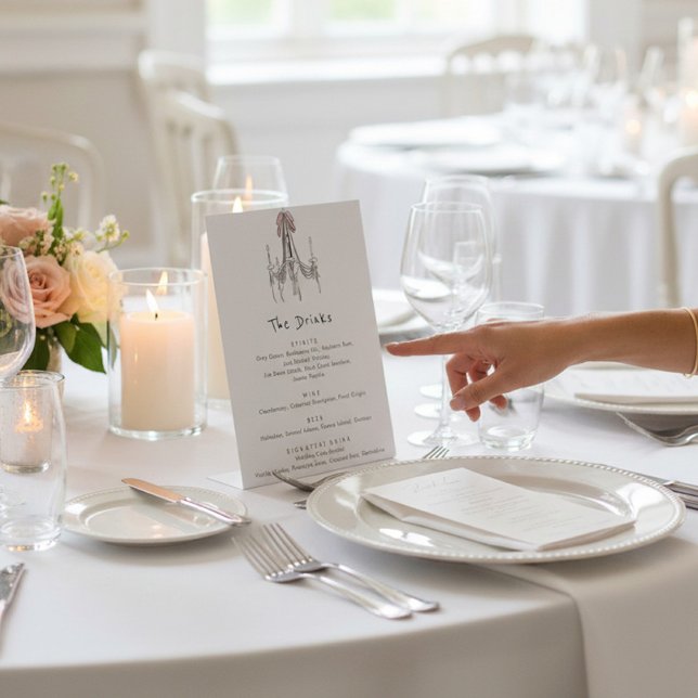 hand drawn Chandelier Wedding Drinks List Sockelschild (Von Creator hochgeladen)