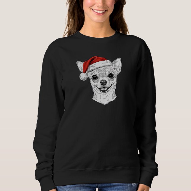Hand-Drawn Chihuahua Christmas Custom Name Dog Sweatshirt (Vorderseite)