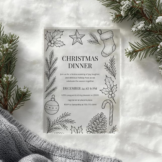 Hand-Drawn Christmas Dinner Acryleinladungen (Von Creator hochgeladen)