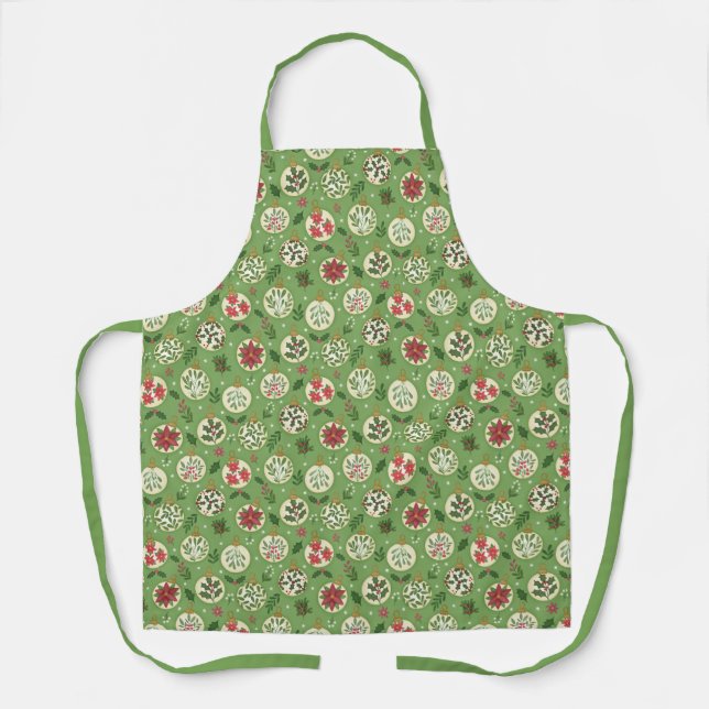Hand Drawn Christmas Ornament Pattern Apron Schürze (Vorderseite)