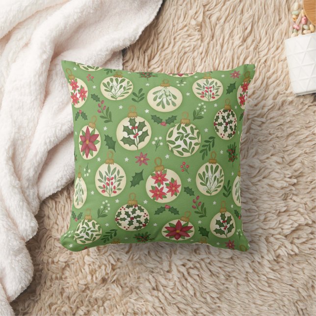 Hand Drawn Christmas Ornaments Throw Pillow Kissen (Decke)
