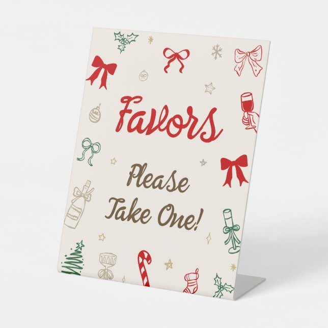 Hand Drawn Christmas Shower Favor  Sockelschild (Vorderseite)