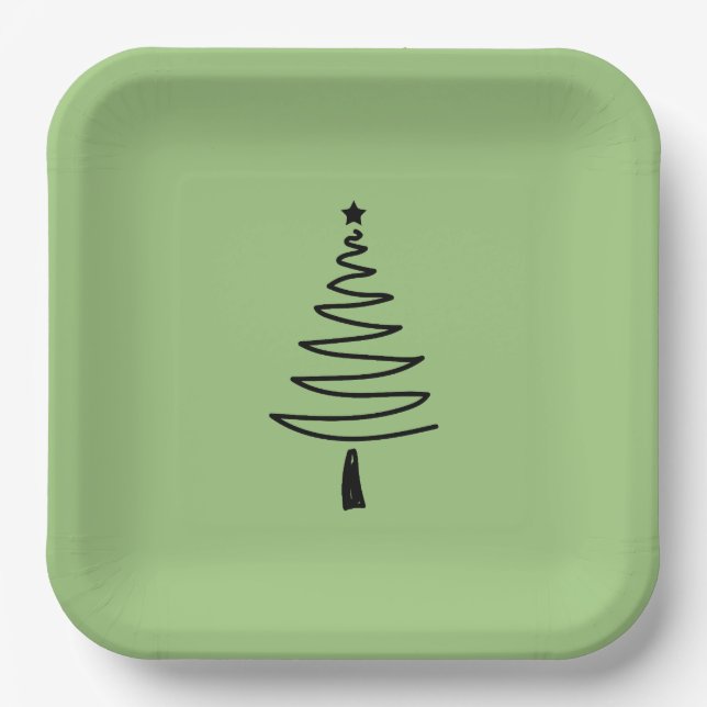 Hand Drawn christmas tree Pappteller (Vorderseite)