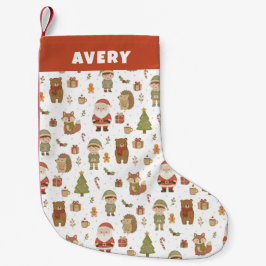 Hand Drawn Christmas Woodland Christmas Stocking Kleiner Weihnachtsstrumpf
