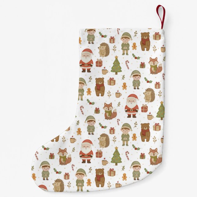 Hand Drawn Christmas Woodland - Christmas Stocking Kleiner Weihnachtsstrumpf (Rückseite)