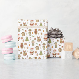 Hand Drawn Christmas Woodland Wrapping Paper Roll Geschenkpapier