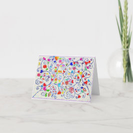 Hand Drawn Colorful Floral Swirl Pattern Dankeskarte