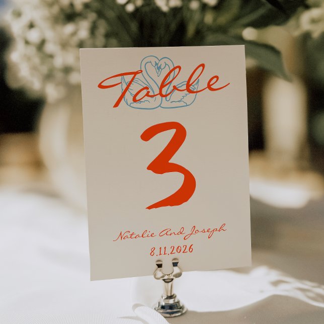 Hand Drawn Colorful Orange Wedding Table Number Einladung (Von Creator hochgeladen)
