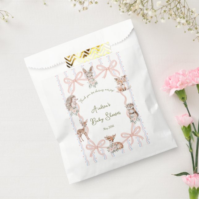 Hand Drawn Coquette Ribbon Woodland Baby Shower  Geschenktütchen (Versiegelt)