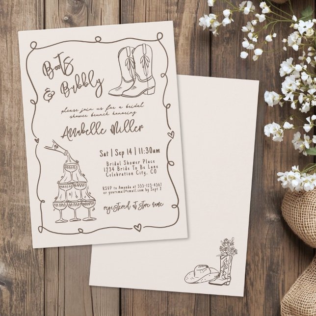 Hand Drawn Country Bridal Shower Einladung (Hand Drawn Country Bridal Shower Invitation)