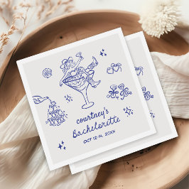 Hand Drawn Cowgirl Bachelorette Weekend Serviette