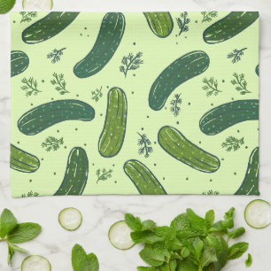 Hand Drawn Dill Pickle Muster Geschirrtuch