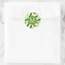 Hand Drawn Dill Pickle Muster Runder Aufkleber