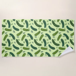 Hand Drawn Dill Pickle Muster Strandtuch