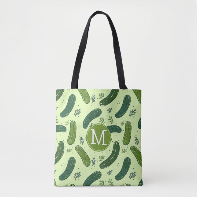 Hand Drawn Dill Pickle Muster Tasche (Vorderseite)