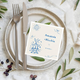 Hand Drawn Disco Whimsical Retro Französisch Hochz Serviette