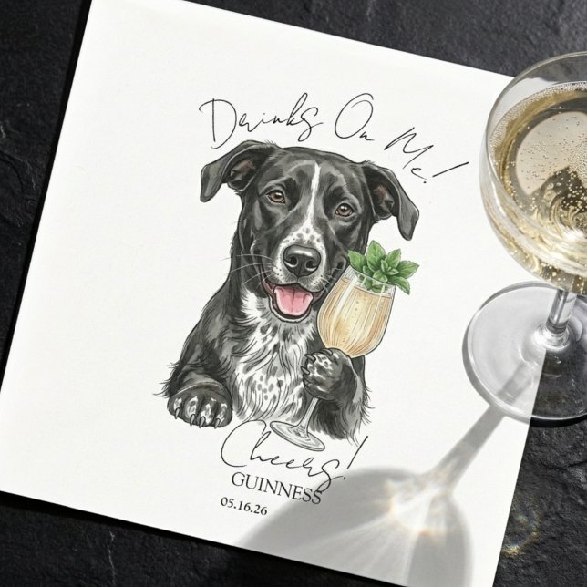 Hand Drawn Dog Portrait Signature Drink  Serviette (Hand Drawn Dog Portrait Signature Drink Napkins)