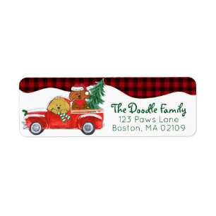 Hand Drawn Doodle Hunde Red Christmas Truck