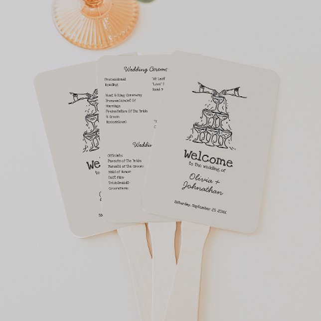 Hand Drawn Doodles Wedding Program Fächer (Von Creator hochgeladen)