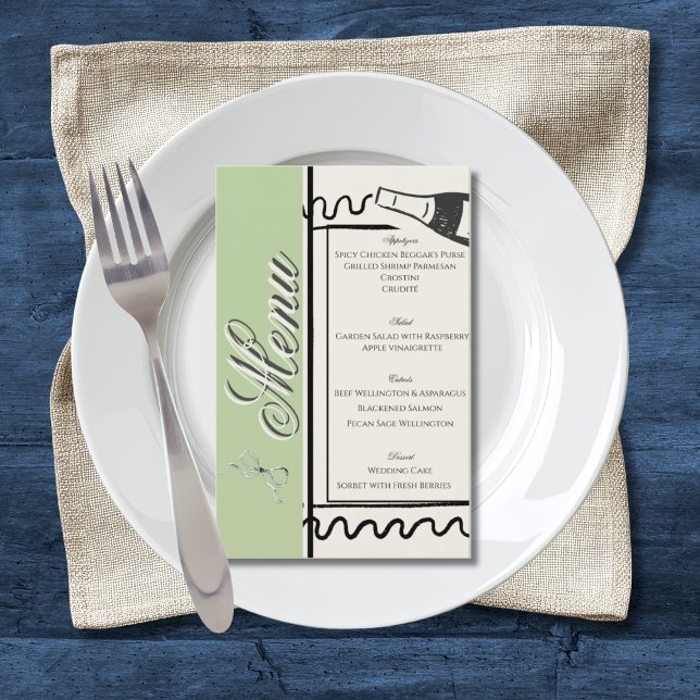 Hand Drawn Elegant Simple Green & Cream Wedding  Flyer (Von Creator hochgeladen)