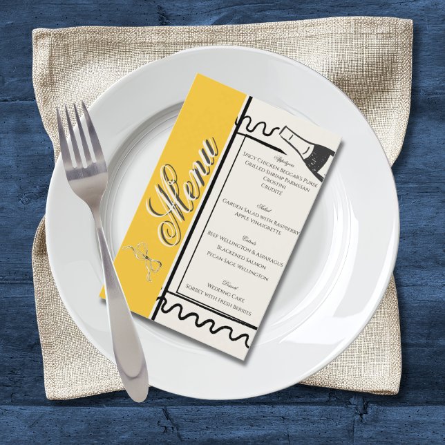 Hand Drawn Elegant Simple Yellow & Cream Wedding  Flyer (Von Creator hochgeladen)