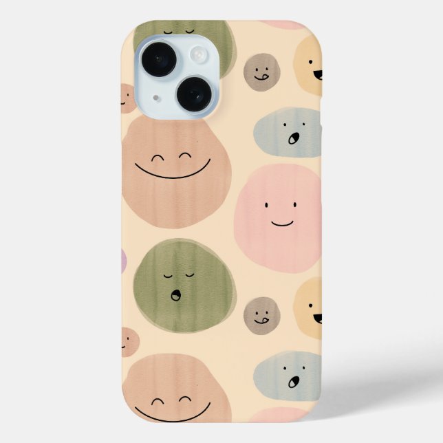 Hand-drawn Facial Expressions Seamless Pattern Case-Mate iPhone Hülle (Rückseite)
