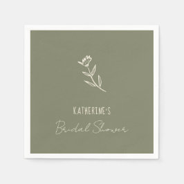 Hand Drawn Floral Botanical Scribble Bridal Shower Serviette