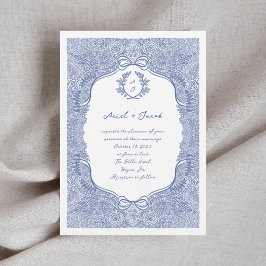 Hand Drawn Floral Bow Wedding Einladung