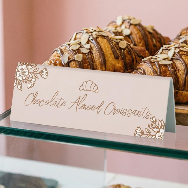 Hand Drawn Floral Pink Sweet Pastry Bakery Counter Tischaufsteller (Hand Drawn Floral Pink Sweet Pastry Bakery Counter Table Tent)