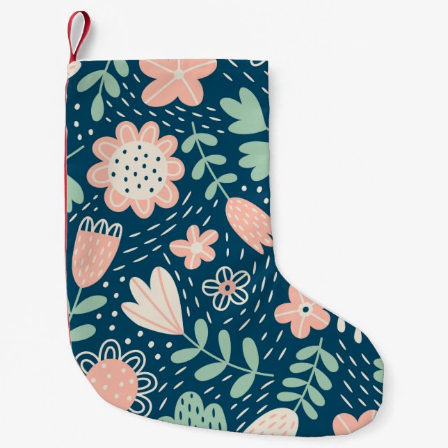 Hand drawn floral stilish fabric. Seamles pattern  Kleiner Weihnachtsstrumpf (Vorderseite)