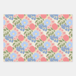 Hand-Drawn Floral Wrapping Paper Geschenkpapier Set