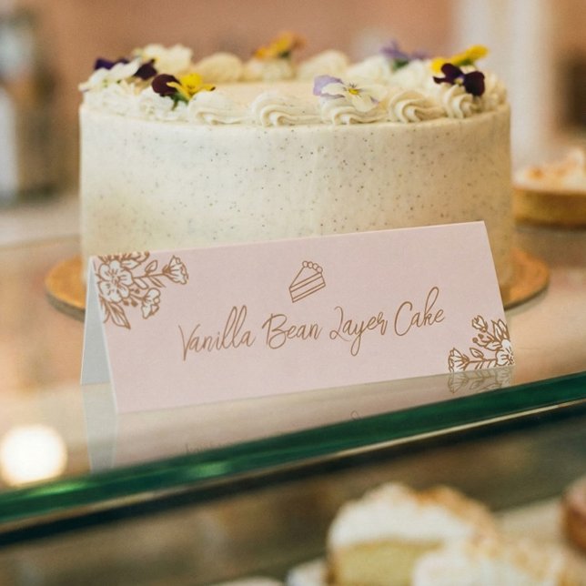 Hand Drawn Florals Pink Cake Pastry Bakery Counter Tischaufsteller (Hand Drawn Florals Pink Cake Pastry Bakery Counter Table Tent)