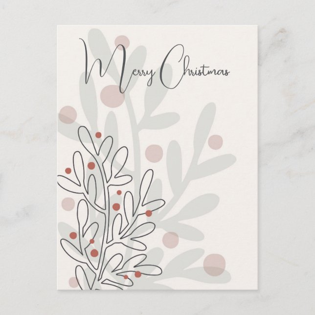 Hand drawn florar Christmas mistletoe Postkarte (Vorderseite)