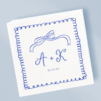 Hand Drawn French Blue Wedding Monogram