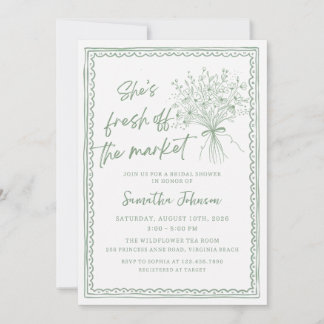 Hand Drawn Fresh Off the Market Bridal Shower Einladung
