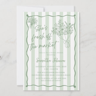 Hand Drawn Fresh Off the Market Bridal Shower Einladung